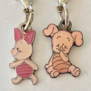 Vintage Disney Piglet Winnie the Pooh Charms Zipper Pull Purse Charm Disneyana